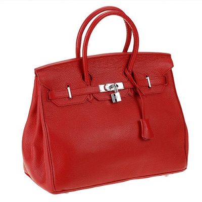 AAA Quality Medium Hermes Ladies Red Leather Birkin Bag Belt With Silver Lock Sale Online 