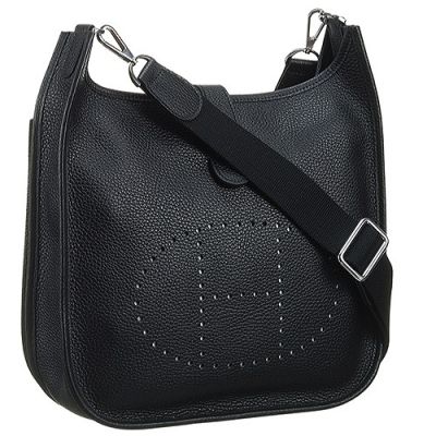 Hermes Black Evelyne H056275CK89 Adjustable Strap H Pattern Perforated Plaque Ladies Shoulder Bag Price Paris 
