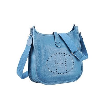 Hermes Evelyne Perfect Adjustable Wide Strap Baby Blue Women's Shoulder Bag Slim Flip-over Flap 