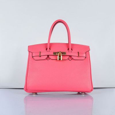 Hermes Birkin 30CM Golden Lock Ladies Togo Leather Imitation Flap Handbag Lip Pink 2015 Price 