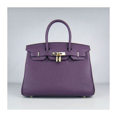 Replica Cheapest Purple Women's Hermes Birkin Narrow Top Golden Lock Top Handle Tote Bag Online 