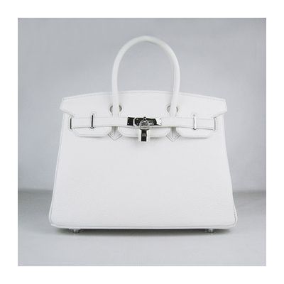 Hermes Birkin Silver Hardware Ladies Hot Selling Flap Totes Small Key Bag White Togo Leather 