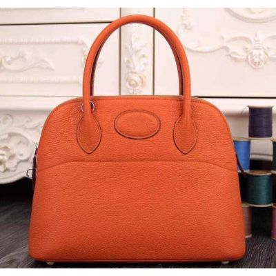 AAA Quality Hermes Bolide Female Orange Cow Leather Top Handle Topstitching Clone Shoulder Bag H029812CK8V