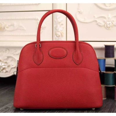 2017 Fashion Hermes A-shaped High End Ladies Bolide Totes Bag Wide Base With Studs Red Replica 