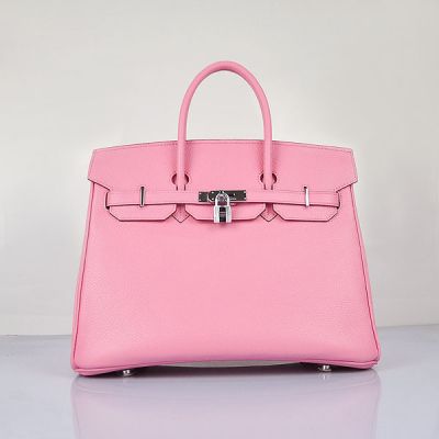 Latest Hermes Birkin Silver Lock Pink Togo Leather Narrow Handle Flap Totes 35CM For Girls 
