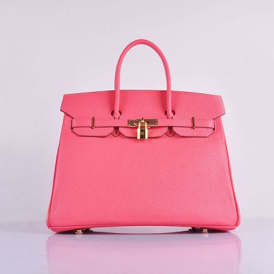 Hermes Birkin 35CM  Togo Leather Fashion Pink Narrow Top Handle Lace Flap Tote Bag Replica 
