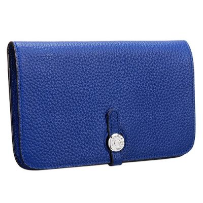 Hot Selling Hermes Dogon H043070CK7T Dark Blue Ladies Bi-fold Wallet Central Slim Flip-over Flap Replica 
