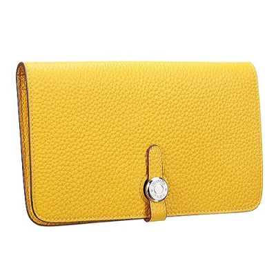 Hermes Dogon H050896CKC9 Yellow Grained Leather Designer Belt Wallet For Womens Online 