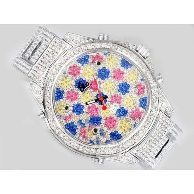 Jacob & Co Five Time Zone Ref JC-40MMP 40mm Colorful Pattern Diamonds Watch 