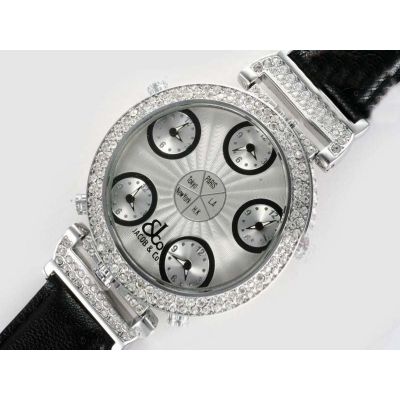 Jacob & Co Five Time Zone Ladies Quartz  Diamond Case Watch