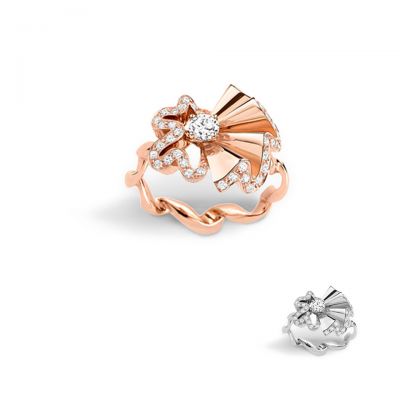 Archi Dior Cocotte Ring Fake 18K White/Pink Gold Diamonds JCOU95001 0000 UK Sale