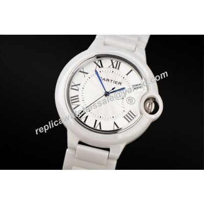 Lady Ballon Bleu de Cartier All White Ceramics 33mm Date Lovers Watch