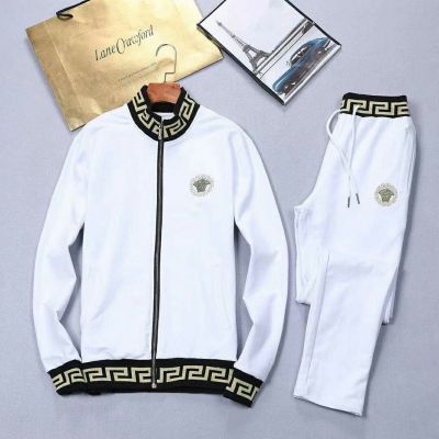 High Quality Versace Greca Border Design Male Cotton Winter Stand Collar Popular Medusa Sportswear Black/White