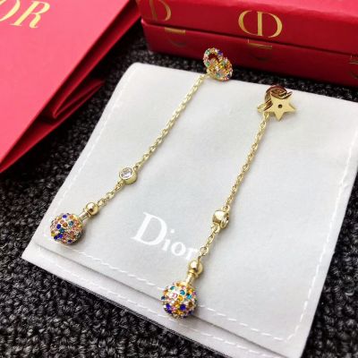 Stylsih Christian Dior La Petite Tribale Star Colorful Crystals Charm Diamonds Drop Gold-tone Earrings Imitations In 2018