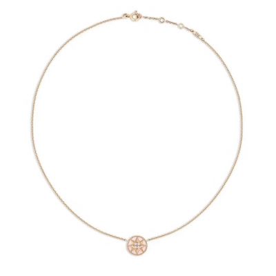2018 Reputable Christian Dior Rose Des Vents Necklace 18k-Pink Gold Diamond And-Pink Opal/Turquoise Necklace JRDV95007_0000/JRDV95006_0000