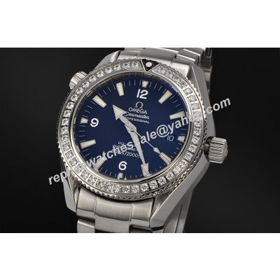 Omega Seamaster 600m Ladies Ref 215.15.40.20.01.001Silver Bracelet  Diamond Luminous Diver's Watch 