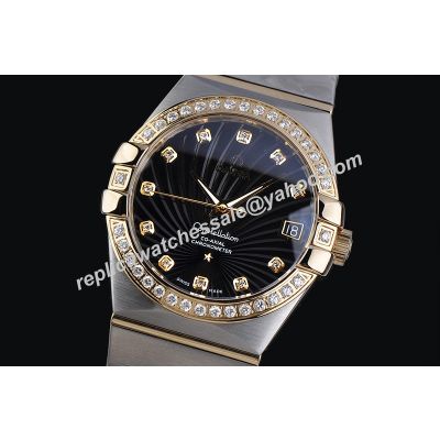 Omega Constellatio Diamond Set Ref 123.25.31.20.53.001 Two-tone SS Replica Ladies Watch 