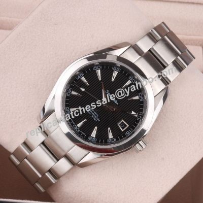 Swiss Rep Omega Seamaster 150m Black Date 41mm Silver SS Watch OMJ302