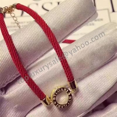 Retro Bvlgari Red Rope Anti-allergic Fabric Bracelet Special Gold Charm