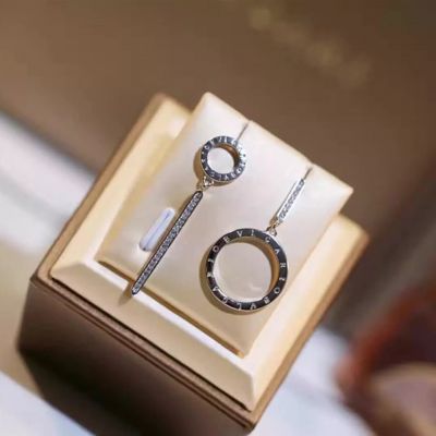 Nice Price Fake Bvlgari Asymmetry Wedding Earrings Gentry 18k White Gold Jewellery