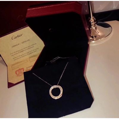 Trinity De Cartier Tri-color Diamonds Pendant Necklace Kate Style Wedding Gift For Women 