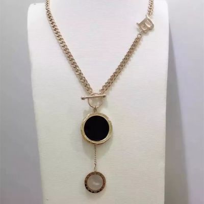 Bvlgari Long Chain Casual Rose Gold Necklace Stylish Black MOP Pendant Price Paris