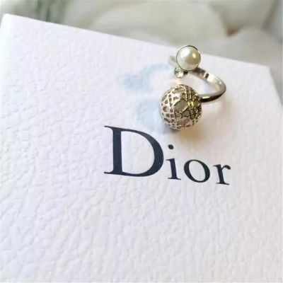 Christian Dior Pearl Diamond Open Ring Adjustable Size 2018 Autumn Winter Collection