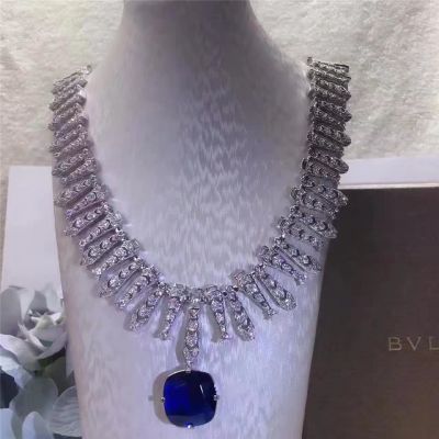 Bvlgari Blue Crystal Pendant Necklace Fish Chain Party Online Store Women High Jewelry
