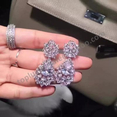 Bvlgari Engagement Jewels White Gold Stylish Diamonds Eardrops Vouge Design