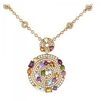 Swarovski Celebrity Bvlgari Astrale Colorful Diamonds Sweater Necklace Rainbow Pendant 