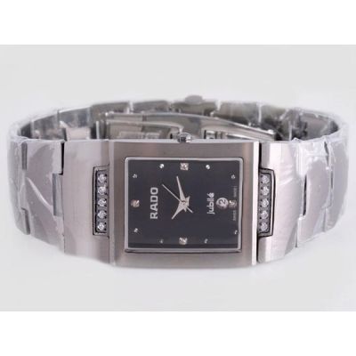  Luxury Rado Integral R20997713 Black Dial Women's Diamonds Watch Replica
