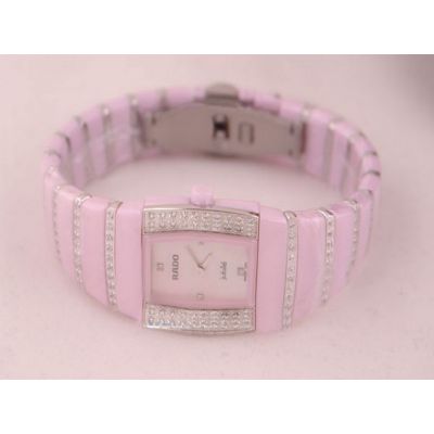Cheap  Rado Sintra Jubile Diamonds Bezel Pink Ceramic Bracelet Fashion Ladies Watch 