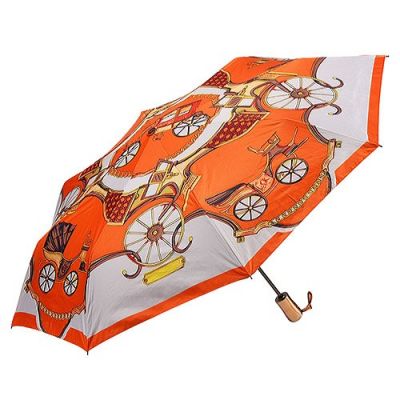 Hermes Orange Print Windproof Water Repellent Metal Shaft Rain Sun Foldable Women Umbrella Online Shop