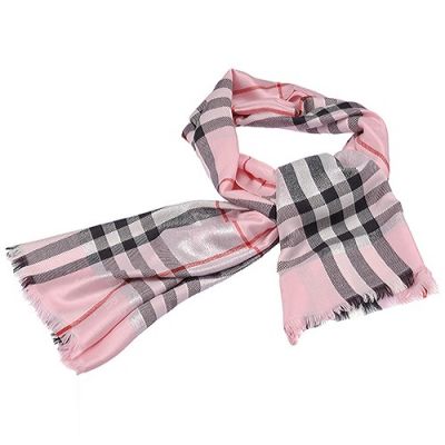 High-quality Burberry Light Pink Check Lightweight Soft Elegant Style Women Scarf Birthday Gift Autumn