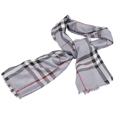 Burberry Lightweight Light Grey Check 2017 Newest Classic Wool And Silk Lady Scarf Online Shop