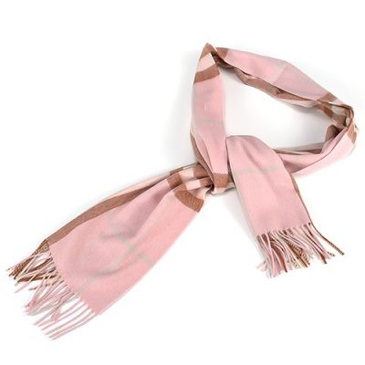 Burberry Cashmere Pink Check Tassels Classic Women Heritage Scarf Wrap Shawl Autumn Winter Street Fashion