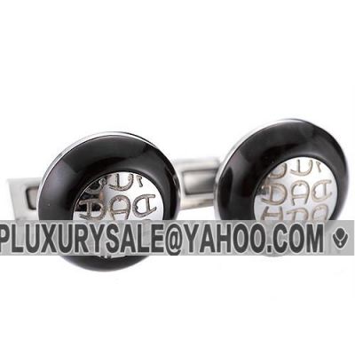 Popular Aigner Fashionable Style Carved Logo Silver Raised Surface Wood Men's Cufflinks 