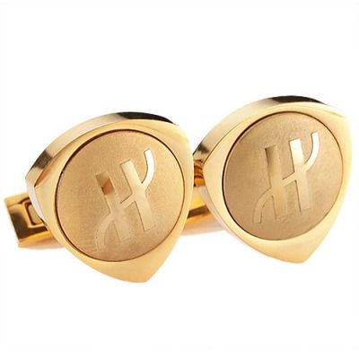 Top Sale Hublot Triangle Shape Logo Pattern Elegant Style Gold Men's Cufflinks