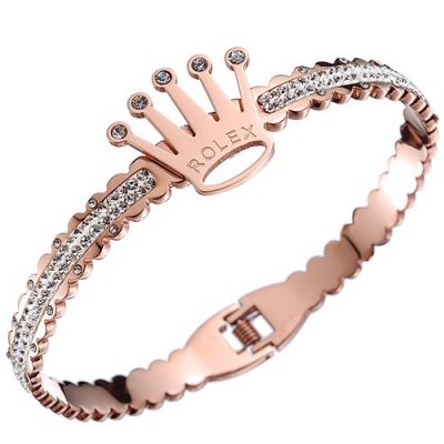 Rolex Crown Mark Diamonds Embellished Rose Gold Bracelet For Lady Sale Online UK Luxurious Style