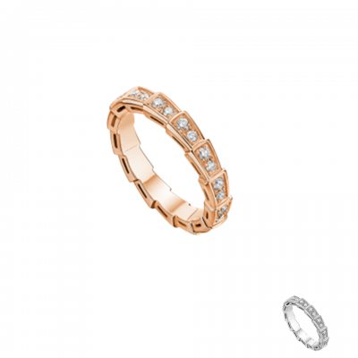 Fake AN856949 Bvlgari Serpenti Diamonds Wedding Ring AN856980 Gentry Rose/White Gold Design