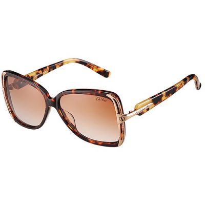 Cartier Butterfly-Shaped Light Tortoiseshell Half Gold-Plated Frame Brown Lenses Timeless Driving Women Sunglasses 