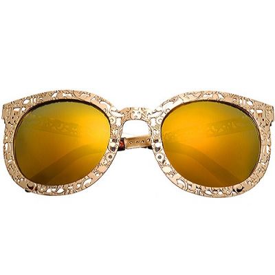 Karen Walker Gold Skeleton Frame Ladies Fashion Street Snap Yellow Sunglasses Replica 