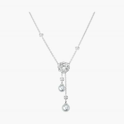 Piaget Rose Flower Pearls Pendant Necklace Luxury Jewelry Aesthetics Unique Replica G33U0920