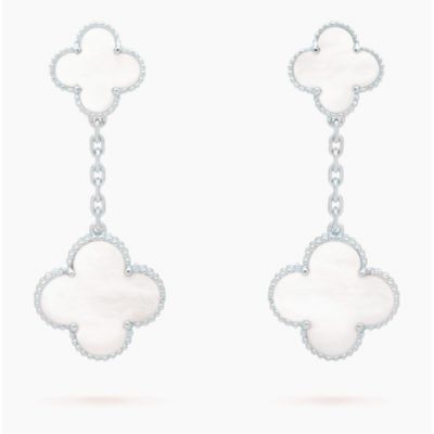 Van Cleef & Arpels Magic Alhambra Motifs Drop Earrings White Mother Of Pearl Valentine gift Girls VCARD78800