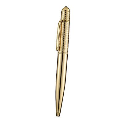 Cartier Fully Carving Upper Tube Luxury Yellow Gold Ballpoint Pen For Businessman Online Replica 