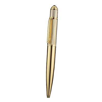 Good Reviews Cartier Carving Pattern Upper Tube Luxury Yellow Gold Ballpoint Pen With Logo Center Band