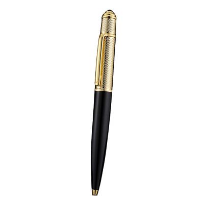 Top Sale Cartier Horizontal Wave Yellow Gold Upper Tube & Black Lacquer Ballpoint Pen For Sale