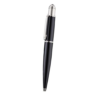 Cheapest Cartier Silver Finial & Clamp Ring Classic Black Lacquer High End Ballpoint Pen 