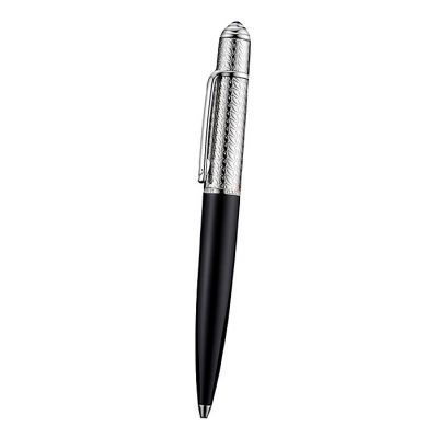Good Reviews Cartier Silver Full Carving Upper Tuber & Classic Black Lacquer Fashion Ballpoint Pen 