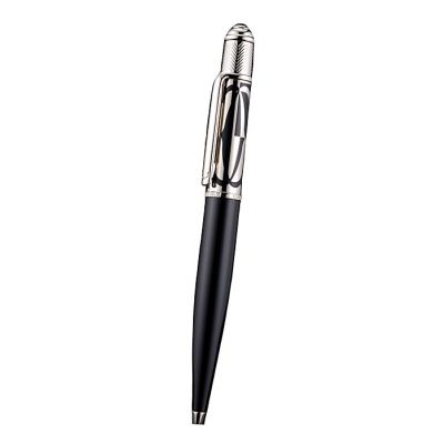 Cartier Silver Upper Tube Black Lacquer High Quality Ballpoint Pen For Sale Online 